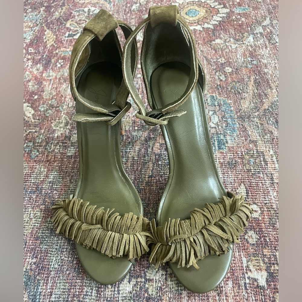 Joie Pippi Green Suede Ankle Strap Heels Size 36.5 (EU) Size 6 (US)